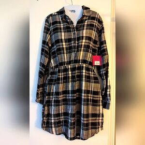 One piece plaid shirt dress size girls XL 14-16